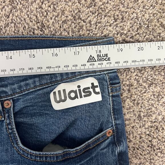 Old Navy Women 16T Boho Festival Indie Western Stretch Blue Raw Edge Flare Jeans - Picture 7 of 10